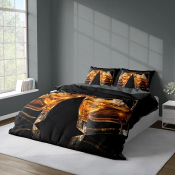 Elegancka Czarna Pościel 3D 160x200 cm Drinki 4182A