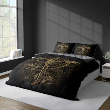 Elegancka Czarna Pościel 3D Ptak 160x200 cm 4374A