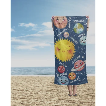 Kolorowy Duży Ręcznik Plażowy 70x140 cm Planety