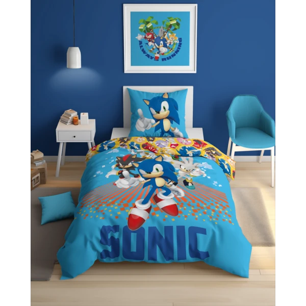 Pościel Dziecięca Sonic 140x200 cm Świecąca W Ciemności SON01